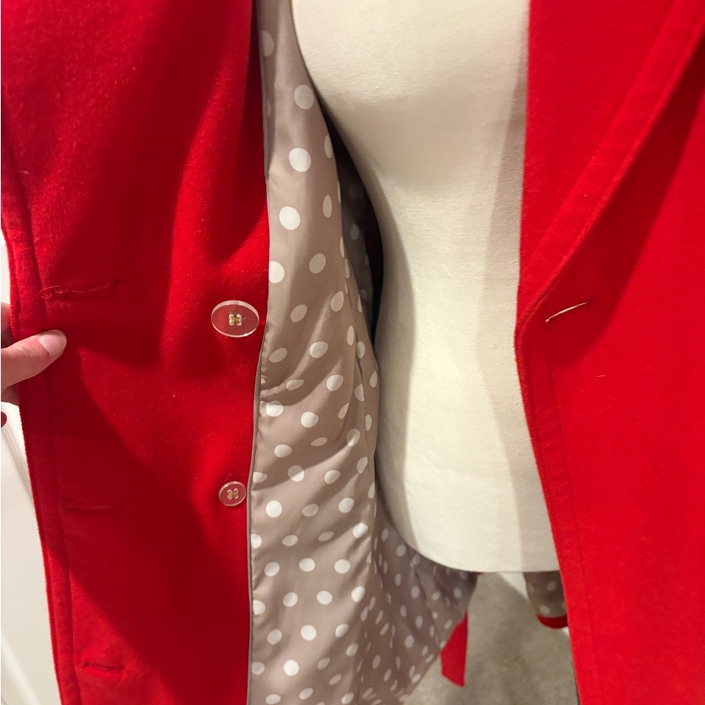 Banana Republic Vibrant Red Wool Trench Coat - Picture 3 of 5